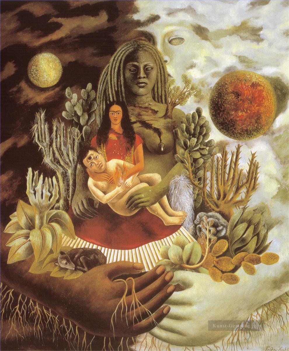 Die Liebe Umarmung des Universums die Erde Mexiko Ich Diego und Senor Xolotl Feminismus Frida Kahlo Ölgemälde